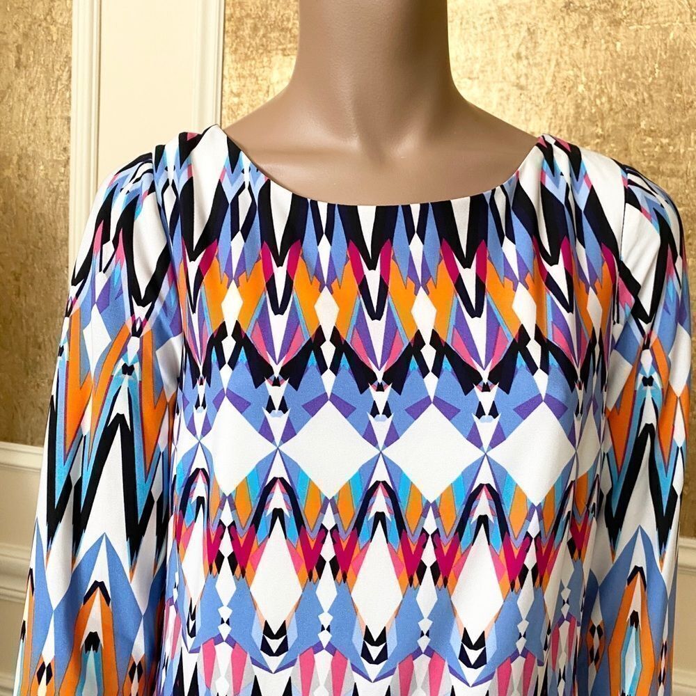 Vince Camuto Colorful Graphic Pattern Midi Dress 8 - image 7